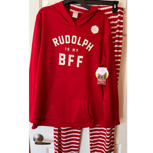 North Pole 2 pc Kids‎ Unisex Sleepwear Rudolph is My BFF Size XL 18/20